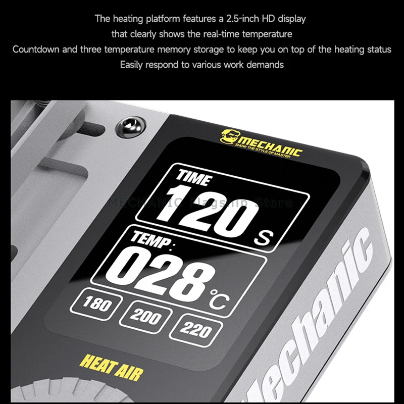 Tavolo riscaldante meccanico calore aria temperatura costante temporizzazione saldatura a rifusione per IPX-15 riparazione separazione raccordo