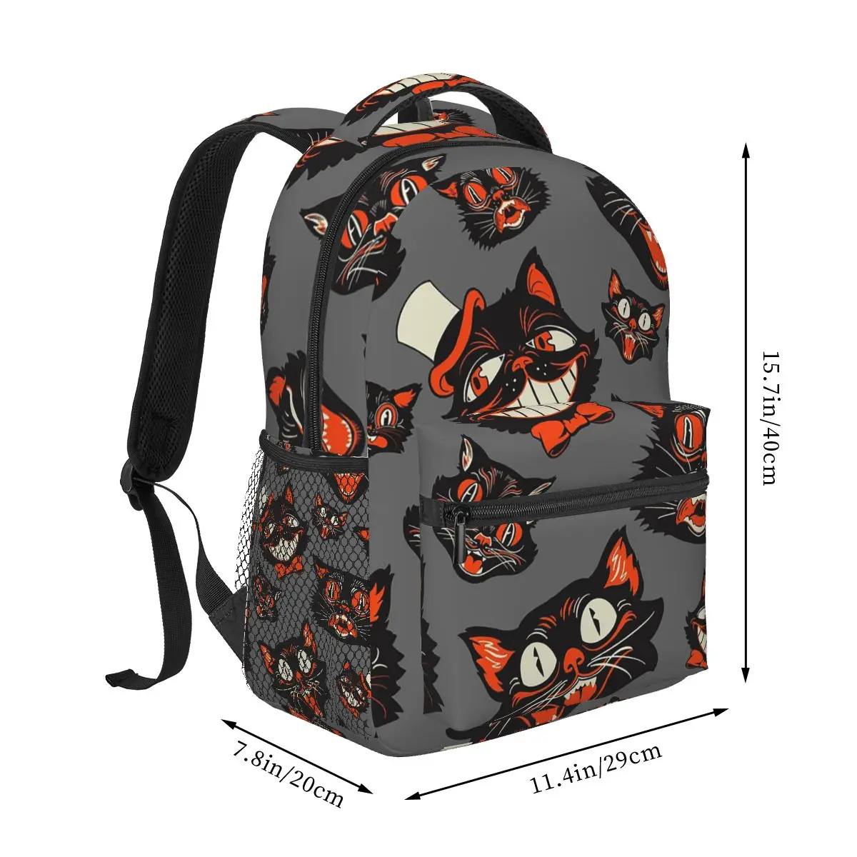 CTKR Studio Halloween Black Cat Faces Backpack Hot Sale Daypack Large Capacity Kids BookBag School Bag Shoulder Bags Men Women