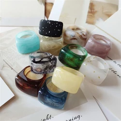 Fashion Temperament Colored Acrylic Ring New Women Resin Rings Geometric Square Ring Personality Simplicity Ring Men Femme