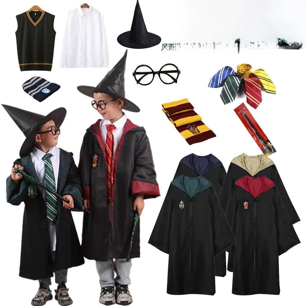   Túnica mágica para Cosplay, capa de halloween, conjunto universitario Hermione, disfraz étnico de escenario para mujer, poliéster