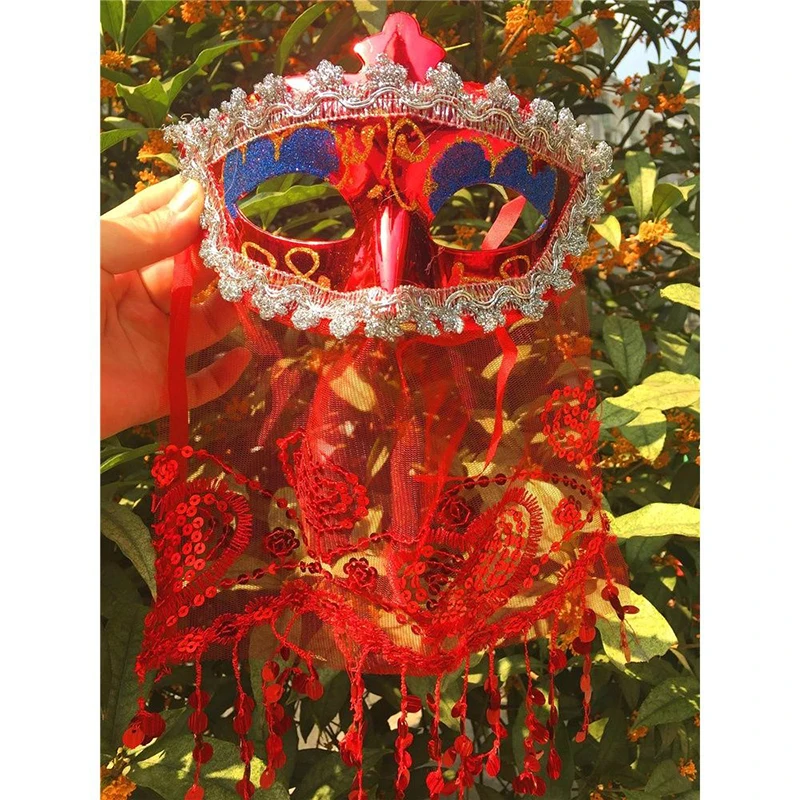 Máscara de baile feminina renda borla lantejoulas com véu veneziano vintage mistério acessórios traje de halloween mardi gras festa bola