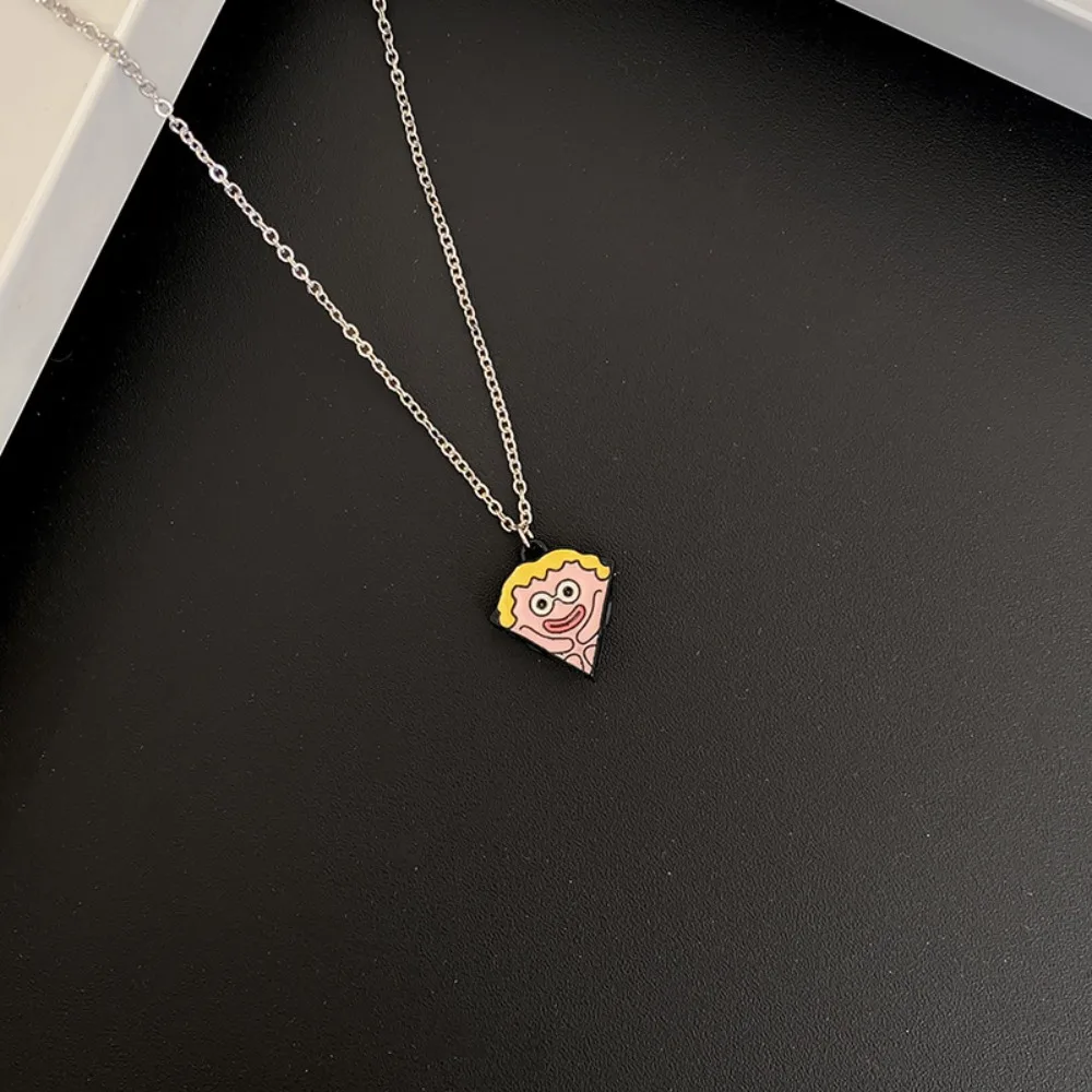 Pizza Shape Cartoon Magnet Necklace Magnetic Alloy Best Friend Necklace Chain Necklace Combination Cartoon Pendant Necklace