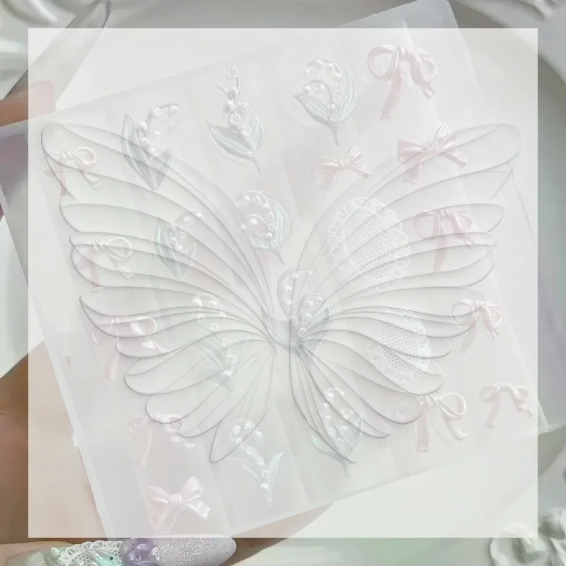 Flexible Silicone Nail Carving Mold Lily of Valley Bow Petal Shapes Washable for DIY Manicure Beginner Nail Artists