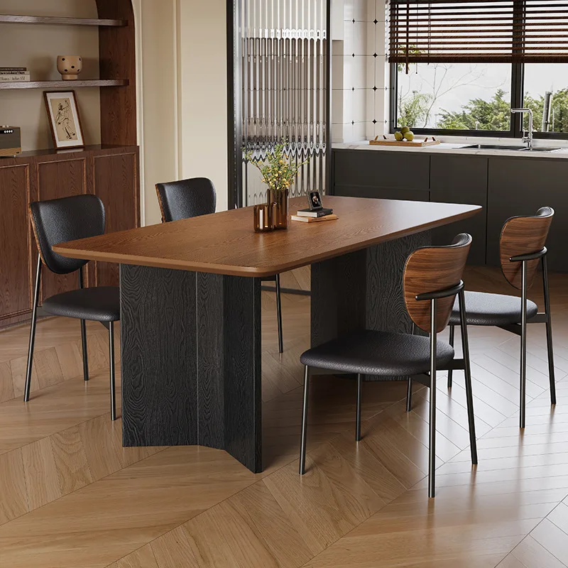 

style solid wood dining table and chair combination household ash wood grain square table minimalist retro small