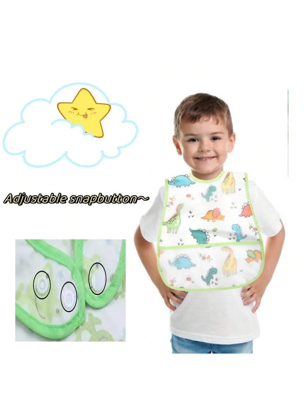 baby bibs waterproof  bibs for baby boy girls short sleeve toddler Bib food feeding bib with Pocket Machine Washable soft Stain