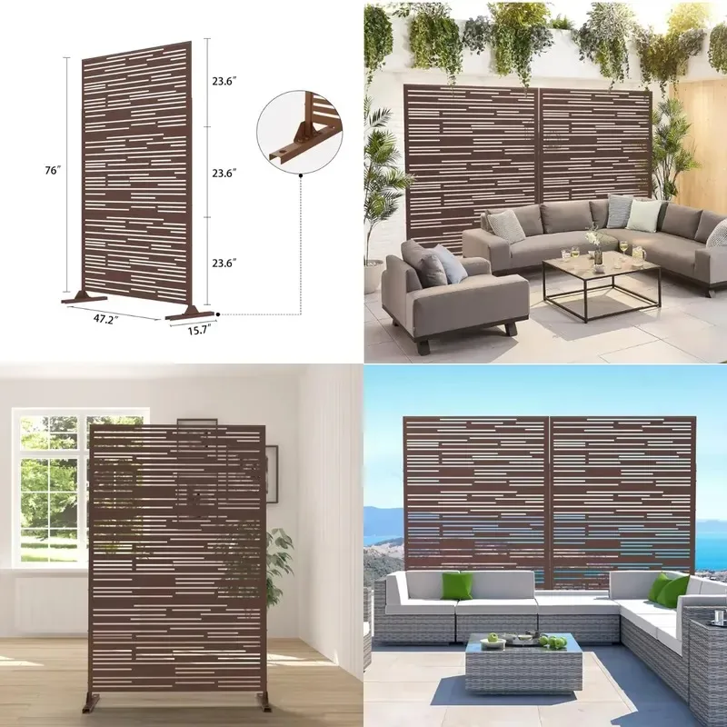 Outdoor Metal Garden Privacy Screen Room Divider Baffle Panel Decorative Fence for Patio Yard Backyard Home Decoration