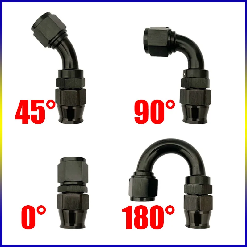 2 pezzi per PTFE olio combustibile linea tubo flessibile raccordo AN4 AN6 AN8 AN10 AN12 dritto 0 ° 45 ° 90 ° 180 ° Adattatore per raccordo