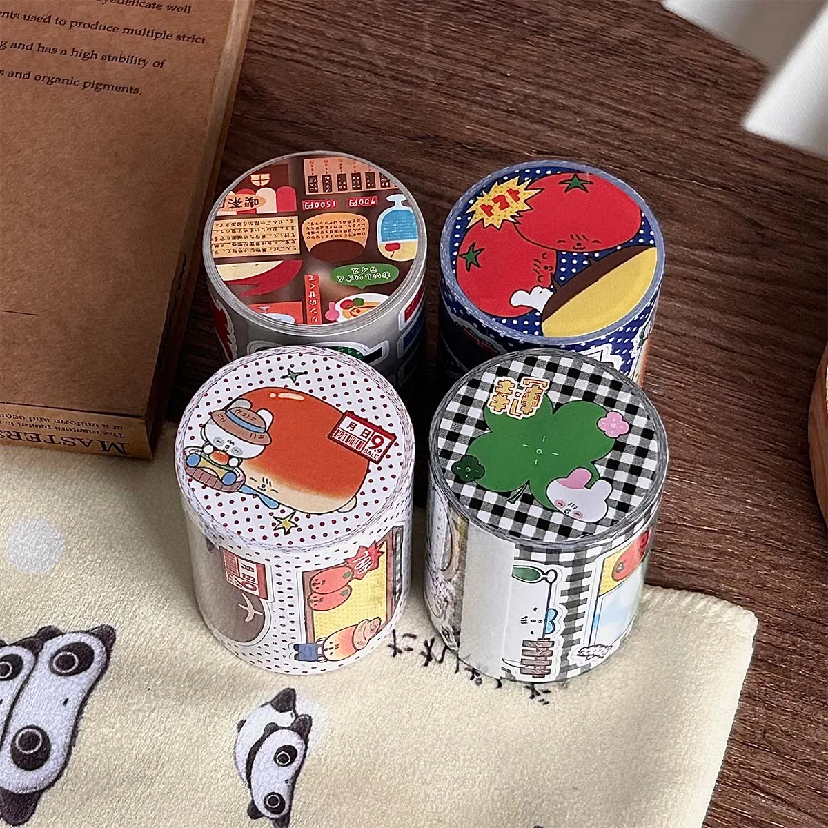 Rouleau d'autocollants mignons Style Graffiti, bande Washi inscriptible, décor de Scrapbook Vintage, boîte de dialogue Panda, fournitures artisanales d'album de bricolage