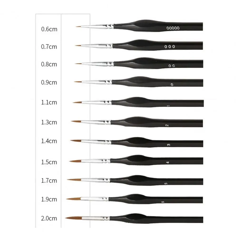 Miniatura Detalhe Art Brush Set para Iniciantes, Escova De Pintura De Cerdas Macias, Profissionais De Fornecimento, Amadores, 11Pcs