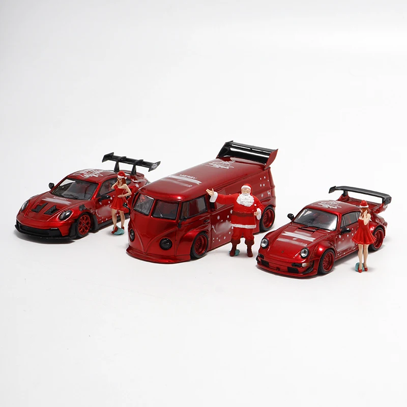 Mini Station x TIMEMICRO 1:64 T1 RWB 993 964 992 GT3 RS Christmas Edition Die-cast car model ornaments