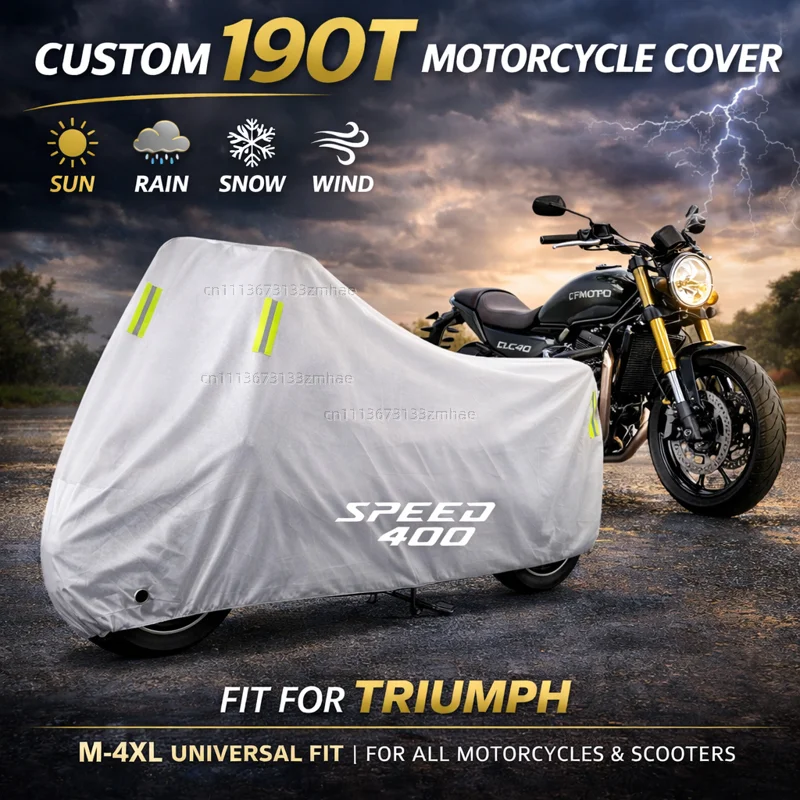 

For Triumph Scrambler 400X 400 X Speed 400 2023 2024 Motorcycle Cover Waterproof Heavy Duty Outdoor Rain Dust Sun Protector