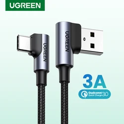 UGREEN USB Type C Cable for Xiaomi POCO Samsung S20 S21 Fast Charging USB C Cable 90 Degree Angle QC 3.0 Gaming Cable USB Type C