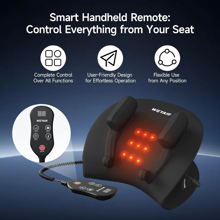 หมอนนวดคอและไหล่ พร้อมความร้อน 3 โหมดและความแรงต่างๆ สำหรับบรรเทาอาการปวด นวดเนื้อเยื่อชั้นลึก พร้อมรีโมท