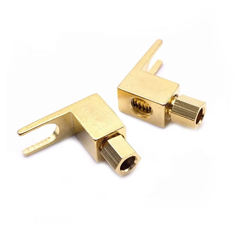 

50PCS 4mm Gold Plated Brass Y Type Speaker Cable Connector Banana To Spade Adapter Plug With Banana Socket High Quality Connecto