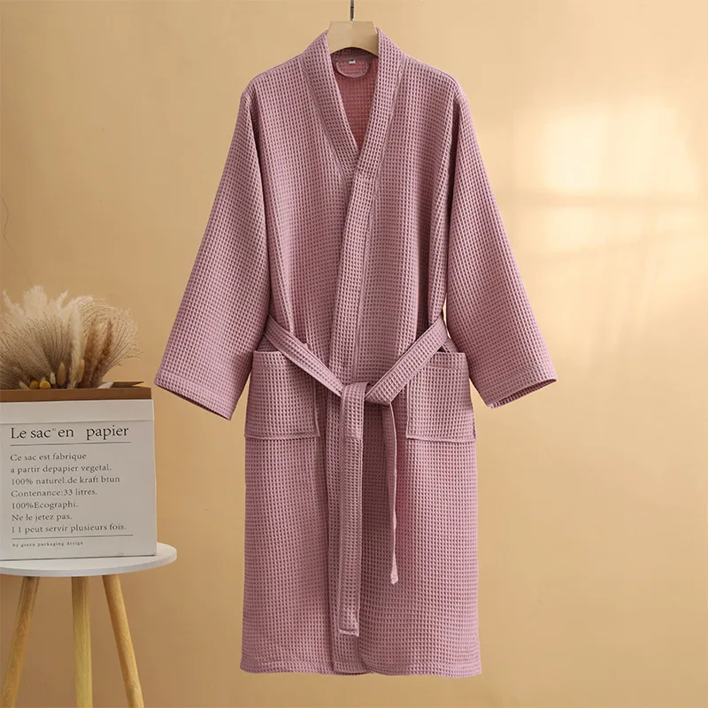 

Cotton Waffle Couple Bathrobe Kimono Gown Spring Autumn New Robe Sleepwear Loose Casual Home Dress Loungewear Comfortable Pajama