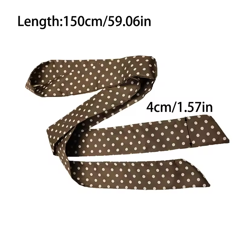Women Narrow Long Scarf 150x4cm Polka Dot Tie Bag Ribbon Headband Choker Streamer Lady Accessories - Image 3