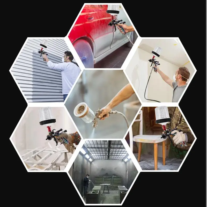 

Sutu 5800 Pneumatic Spray Gun 1.3mm Stainless Steel Spray Nozzle 600ml Pot Car Furniture Spray Paint Clear Atomization