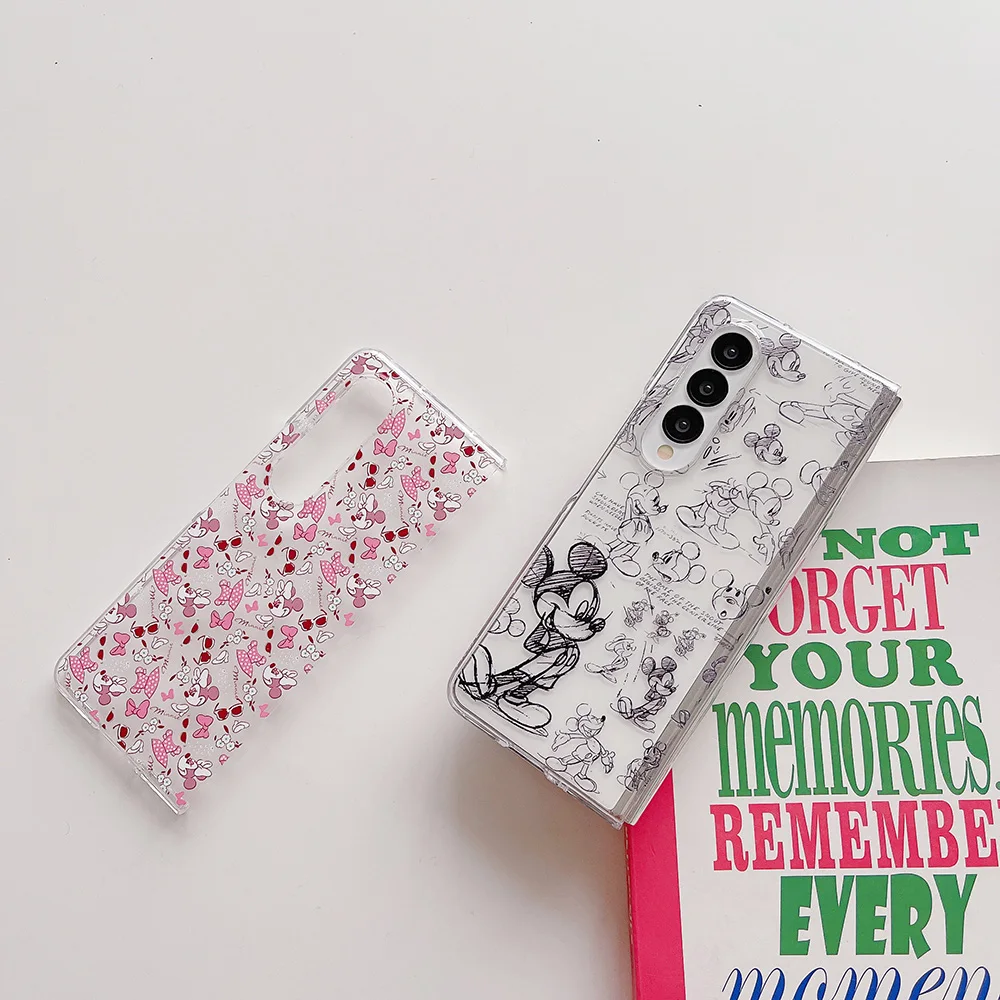 เคสโทรศัพท์ลายการ์ตูนน่ารักกราฟฟิตีน่ารักลายมิกกี้มินเน่ชัดเจนป้องกันการตกสำหรับซัมซุง zfold 3 4 5 Zzfold4/5/6ดิสนีย์เคสที่น่ารัก