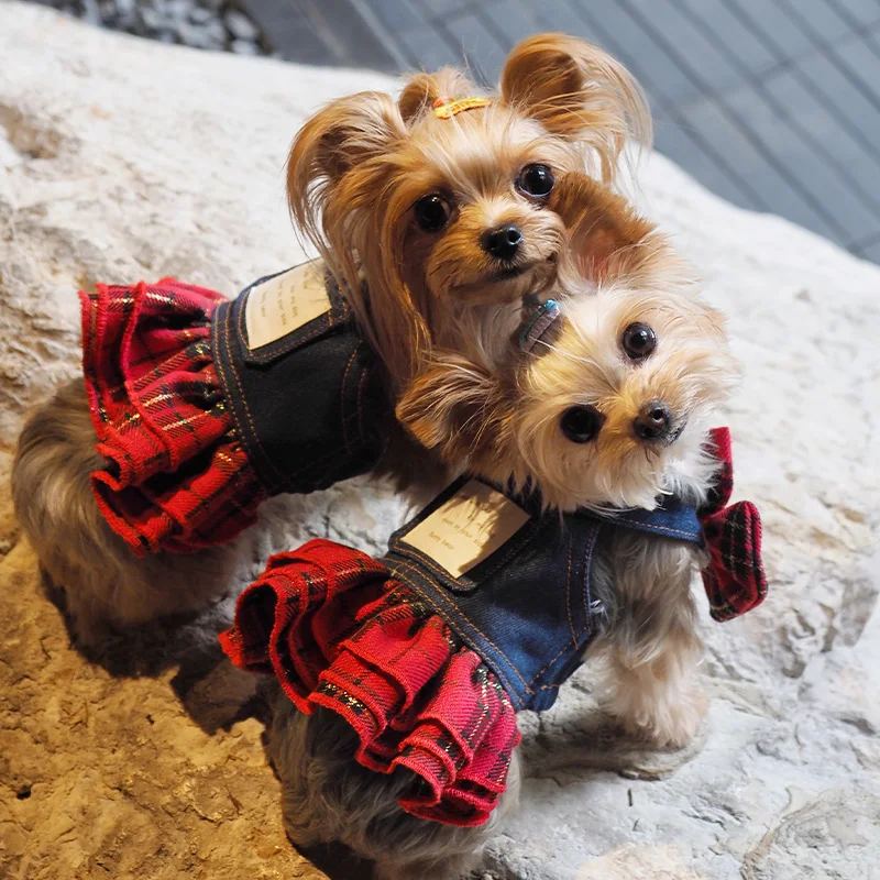

Luxury Dog Denim Strap Skirt Pet Clothing Spring Summer Small Dog Denim Strap Skirt Dog Dresses for Maltese Pomerpish Yorkshire