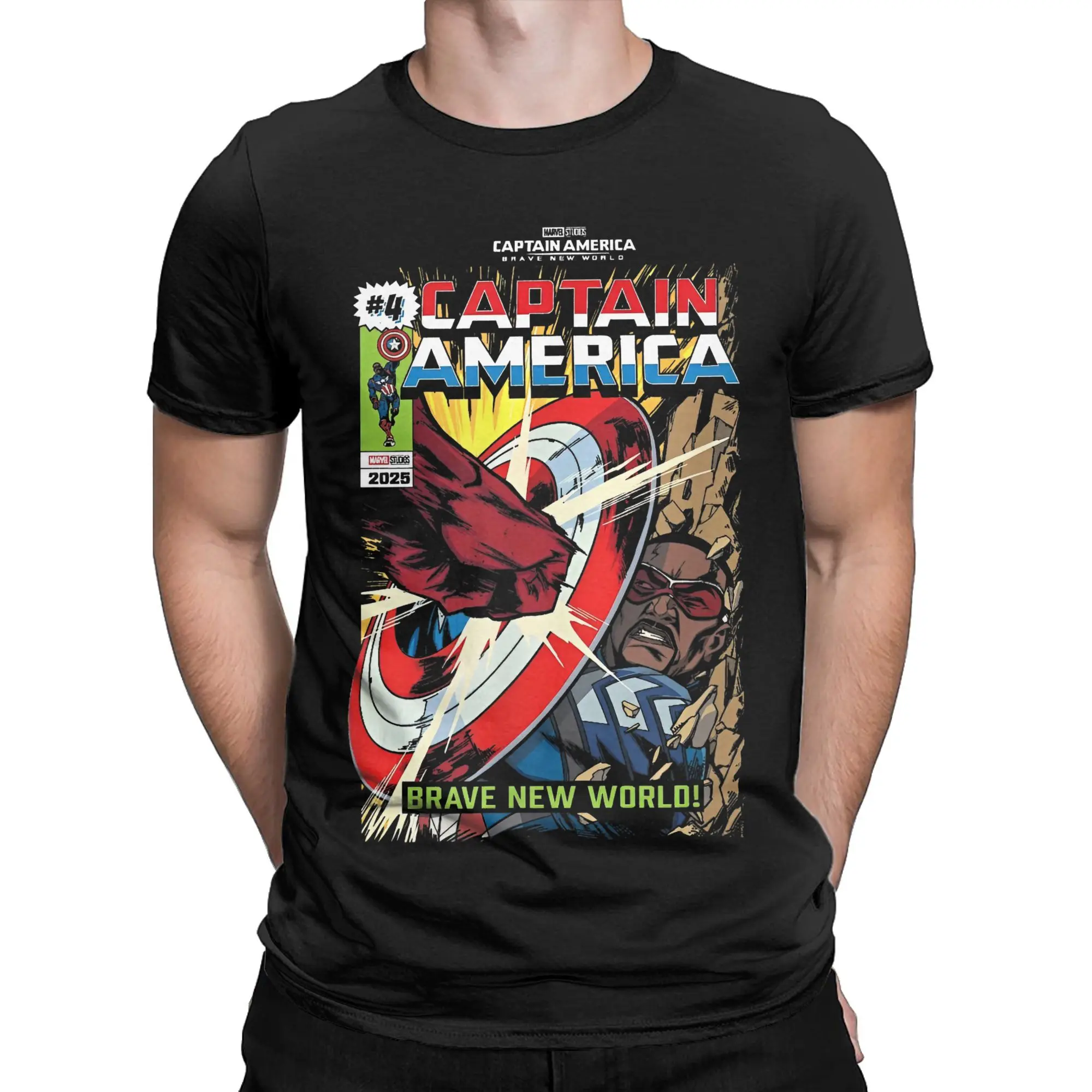 Captain America Brave New World Comic T-Shirt for Men  Amazing 100% Cotton Tee Round Neck Short Sleeve T Shirts Gift Clothes