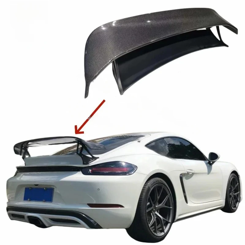 

Carbon Fiber Car Rear Wing Trunk Lip Techart Style Spoiler Special Tail Spoiler for 718 2016-2020