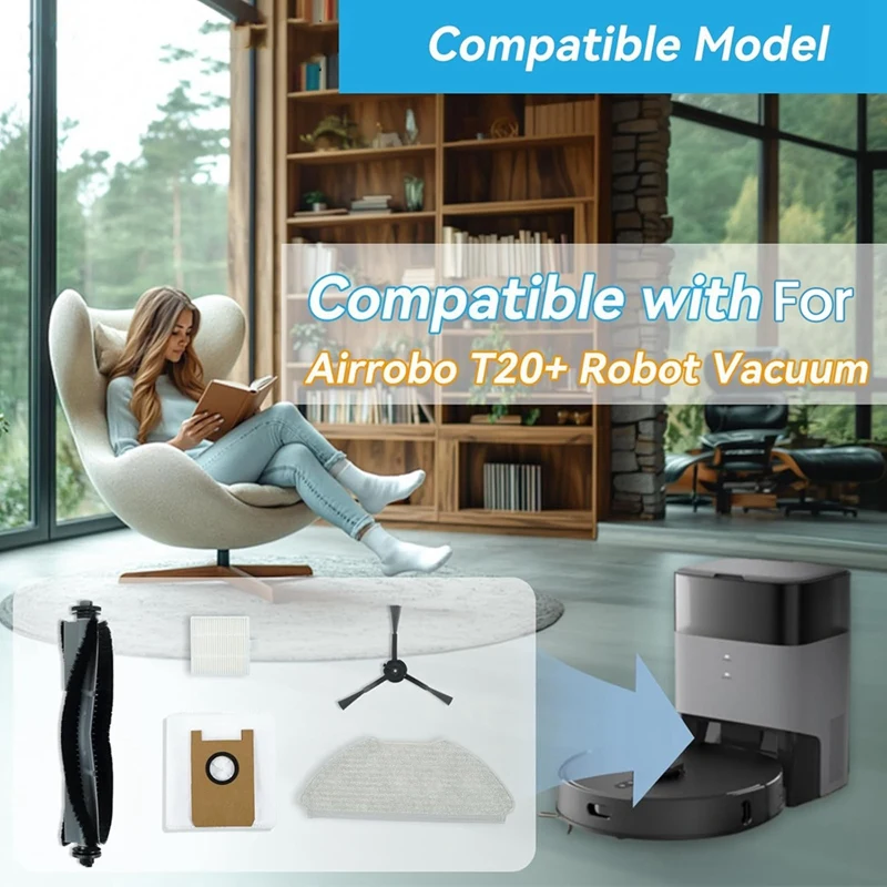 B58B-Replacement Accessories For Airrobo T20+ Robot Vacuum Cleaner Parts Main Side Brushes HEPA Filters Dust Bags Mop Pads