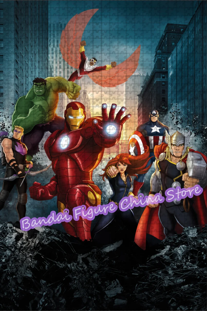 Homem de ferro quebra-cabeça capitão américa super-herói 108/200/300/500/1000 peças disney vingadores endgame quebra-cabeças montados família