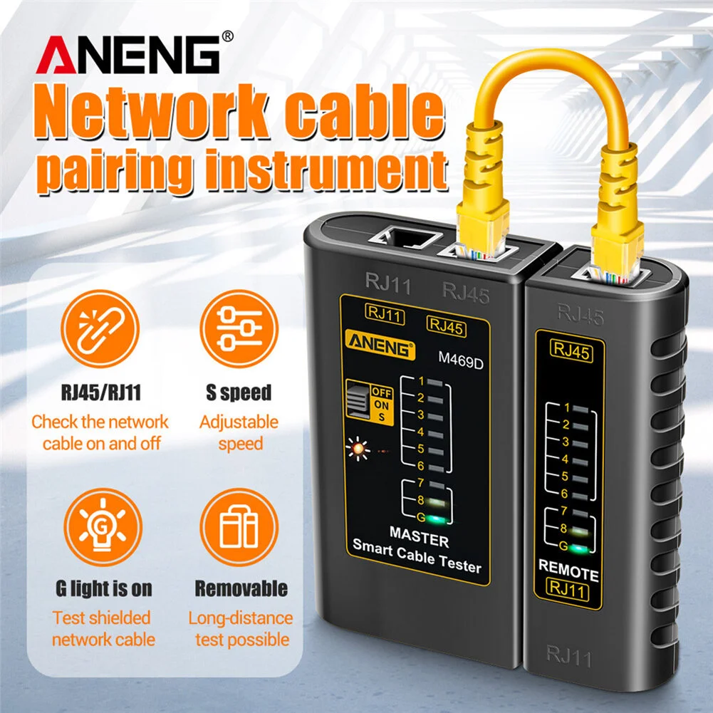 ANENG M469D Cable lan tester Network Cable Tester RJ45 RJ11 RJ12 CAT5 UTP LAN Cable Tester Networking Tool Network Repair Tools