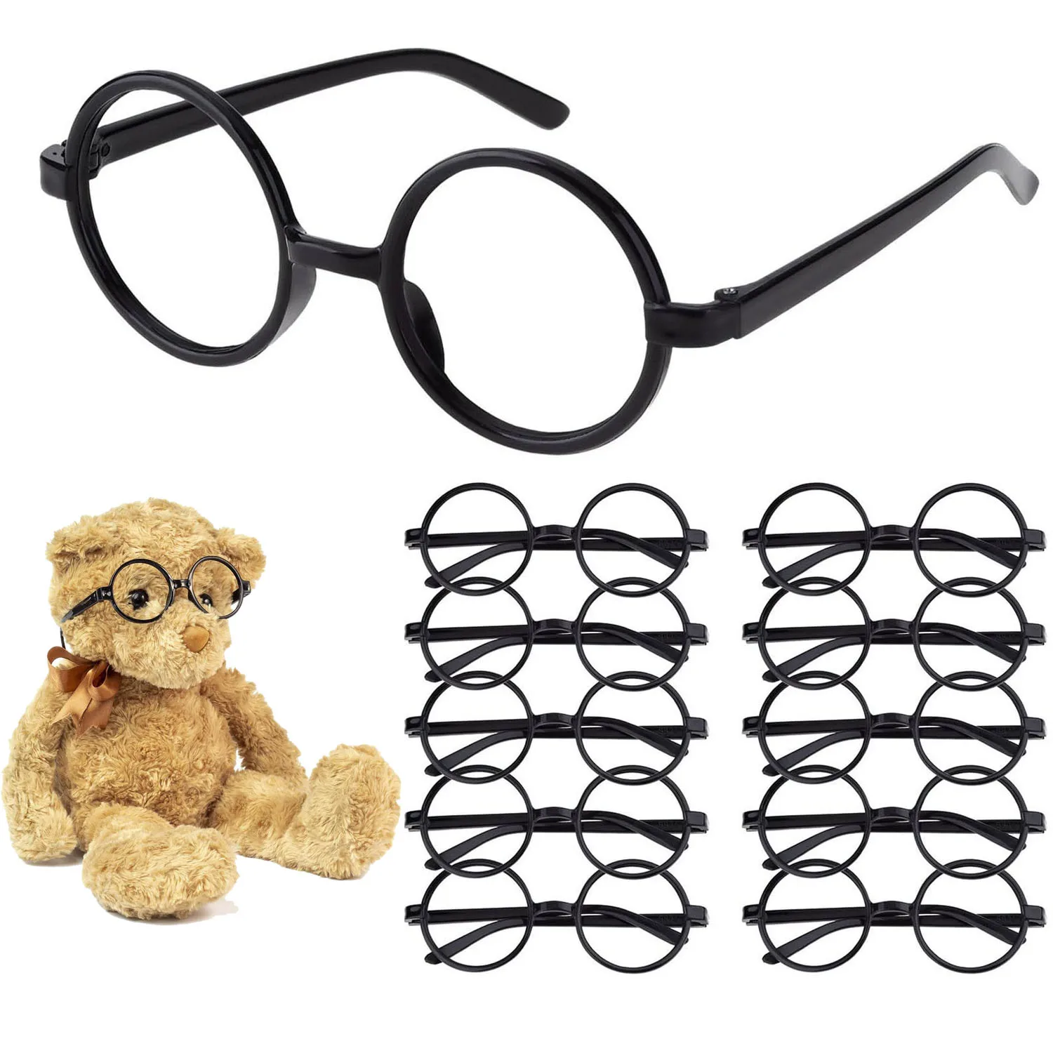 6/12/18pcs Wizard Glasses Round Frame Glasses No Lens Halloween Costumes Harry-potters Cosplay Props Party Decorations Supplies