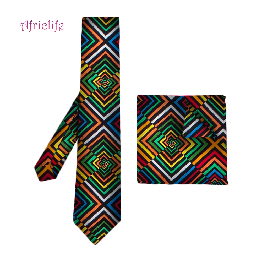 

African Print Ankara Necktie and Pocket Square for Wedding Groom Groomsmen Christmas Father’s Day Gift Mens Bow Tie Set WYB309