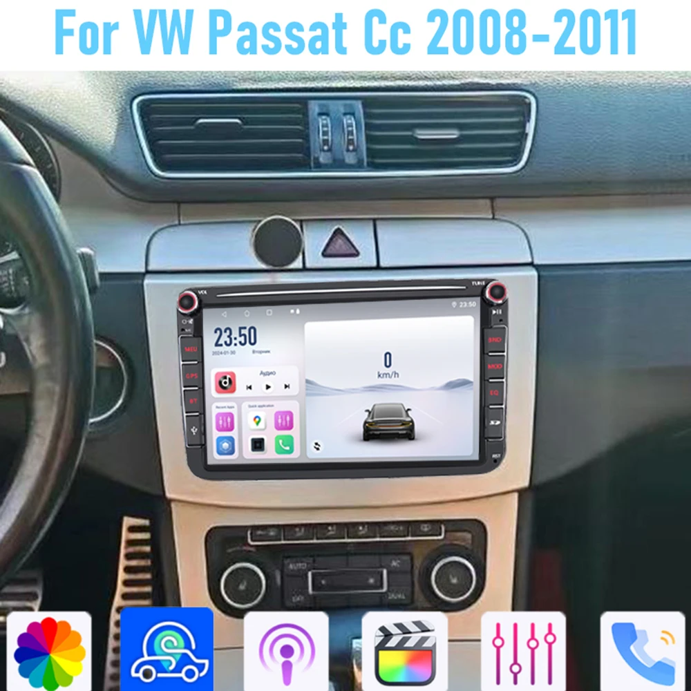 

8" For VW Passat 2008-2011 Car Stereo Radio Carplay Android Auto Head Unit WIFI BT GPS Navi Reversing Image Multimedia Player