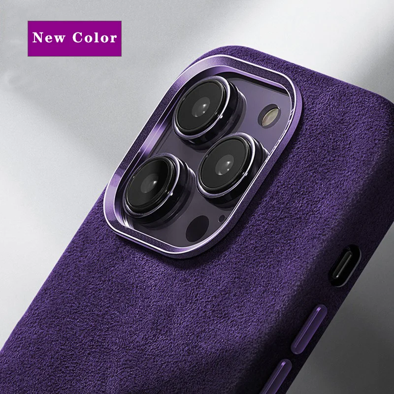 Magnetic ALCANTARA Case for iPhone 15 Pro Max 14 13 12 mini Luxury Business Supercar Interior Same Suede Leather Phone Cover