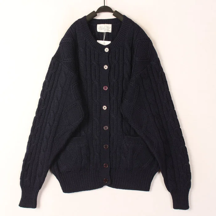 

Винтажный осенне-зимний вязаный шерстяной свитер ручной работы для женщин: открытый кардиган с ажурным узором, длинными рукавами, свободного кроя, с круглым вырезом