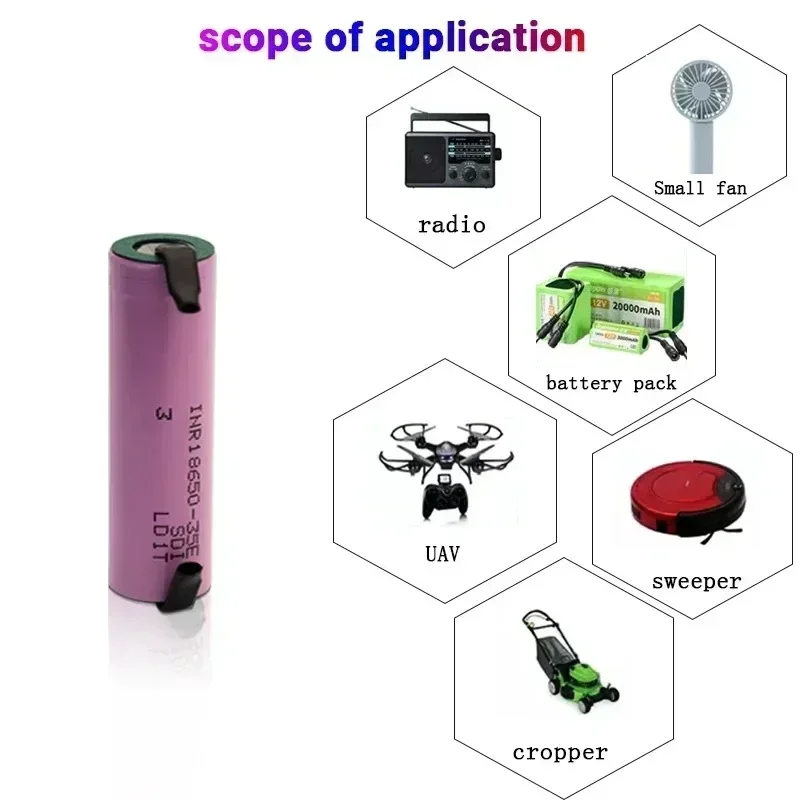 

18650 3500 mAh 13Adischarge INR18650 35E INR18650-35E 18650 li-ion 3.7 battery rechargeable battery + DIY nicke