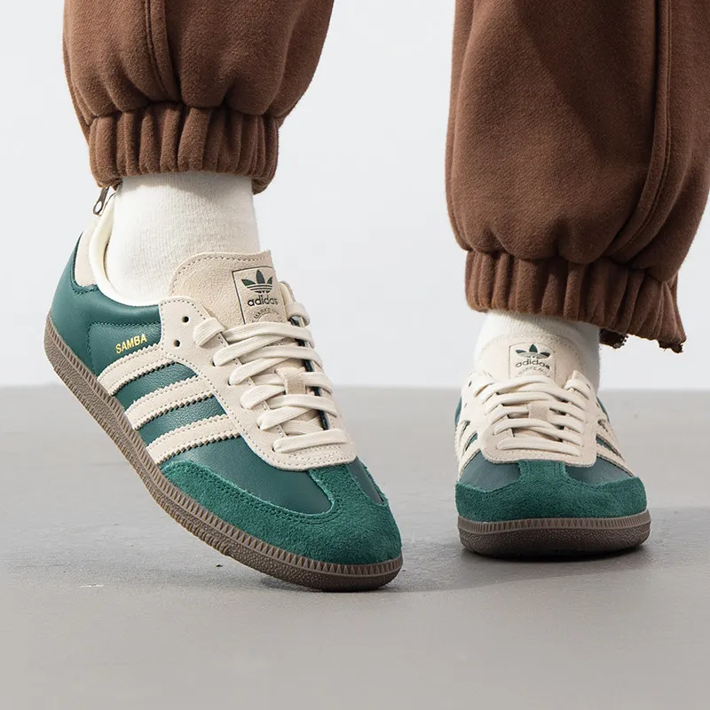 Adidas JI3215 Lace Up Leather Suede Sneakers Flat Sole Non Slip Retro Daily Casual Walking Shoes