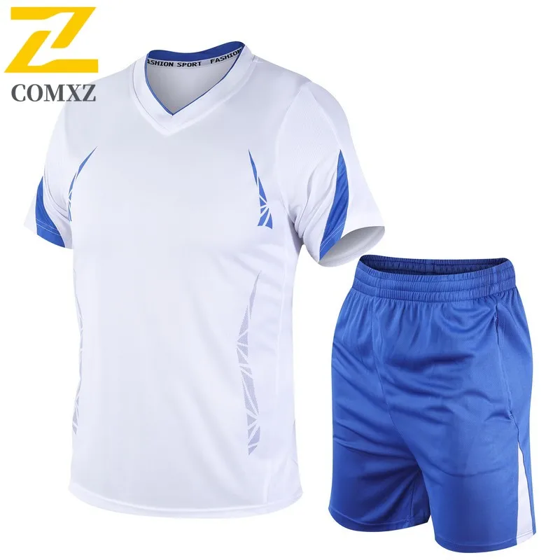 COMXZ Men Outdoor Sports Set Summer Quick-Dry Fitness T-Shirt Shorts Running Breathable Moisture Wicking Loose Fit Sportswear