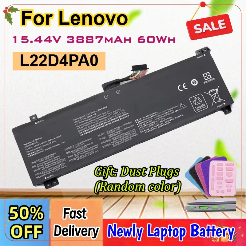 

Аккумулятор для ноутбука 15.44V 3887mAh L22D4PA0 для Lenovo LOQ 15APH8 15IRH8 16APH8 16IRH8 15IAU7 5B11K38526 5B11K38528 L22B4PA0 L22M4PA0