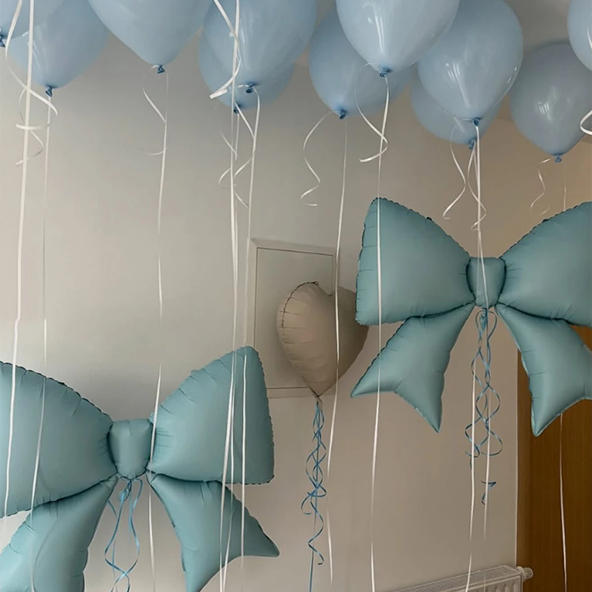 Blue Bow Balloon and Bear Balloon Set Blue Balloon for Shower, Baby Party, Birthday Party Decoration - view 3