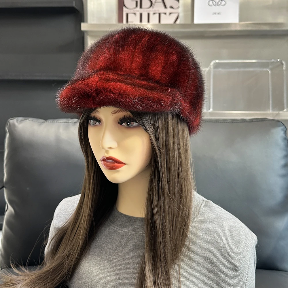 Real Mink Fur Hat Winter Women Keep Warm 100% Genuine Mink Fur Hats Natural Quality Female Fashion Mink Fur Cap Lady Outdoor Cap