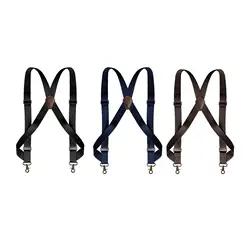 Men's X-Type Suspenders with Adjustable Elastic Straps and Heavy-Duty Hooks