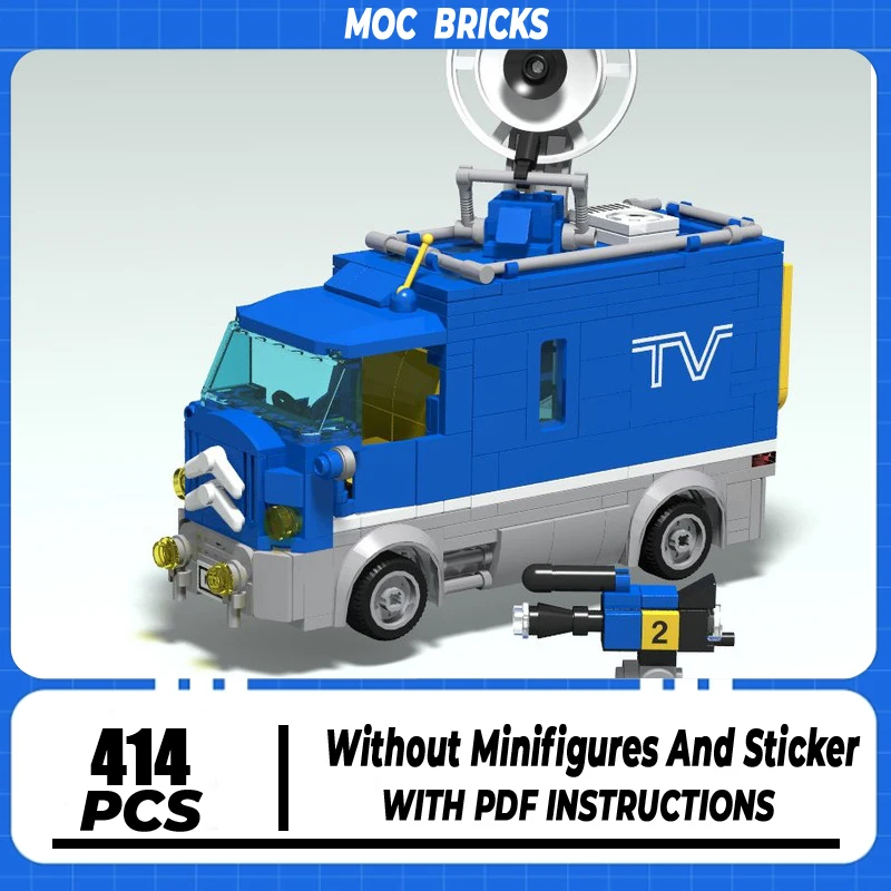 

Городской грузовик Moc, строительные блоки, мобильная ТВ-студия, модель, технология, модульный кирпич, сделай сам, сборка, строительная игрушка, праздничные подарки