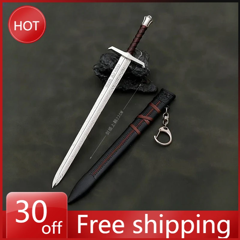 22cm Medieval Arthur Pendragon Swords Katana Samurai Sword Uncut Blade Model Accessories Keychain Gifts Ornaments Toys for Boys