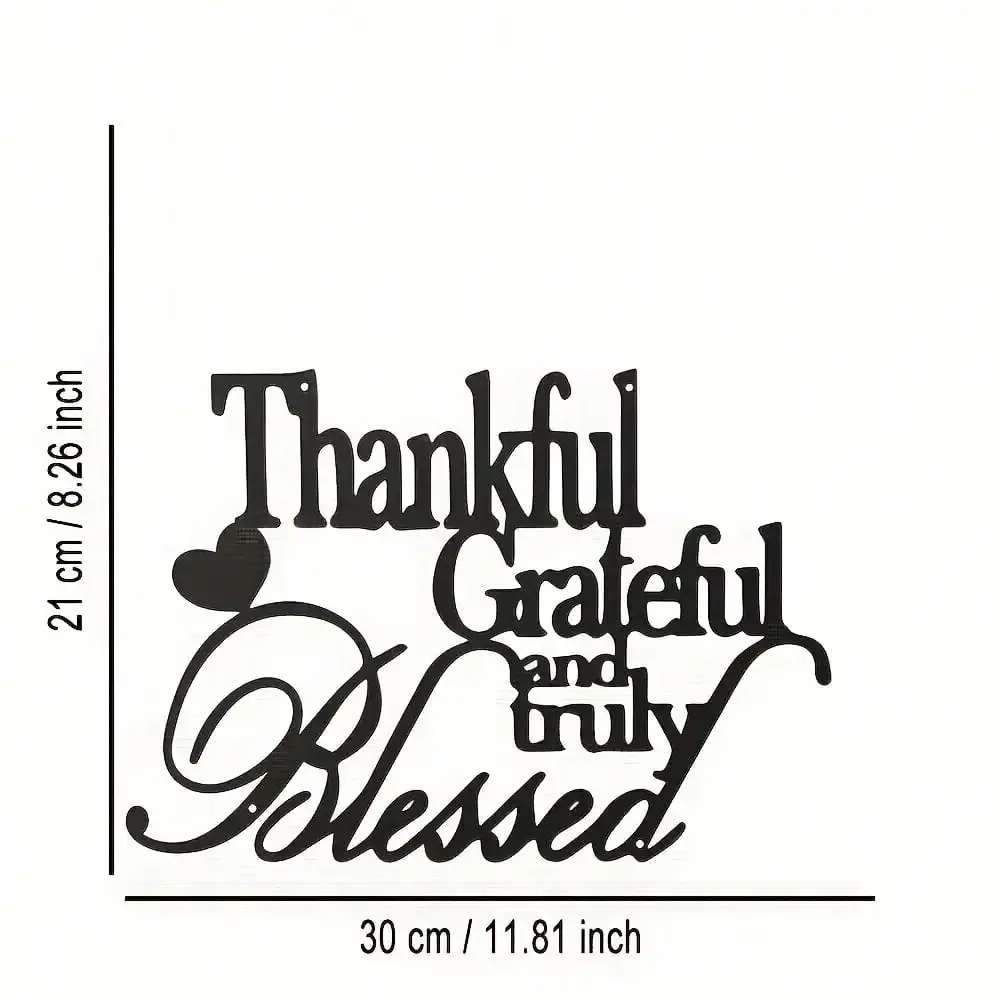 Grateful Heart Iron Wall Art Farmhouse Metal Sign for Home Office Cafe Bar Decor Rustic Vintage Hanging Ornament