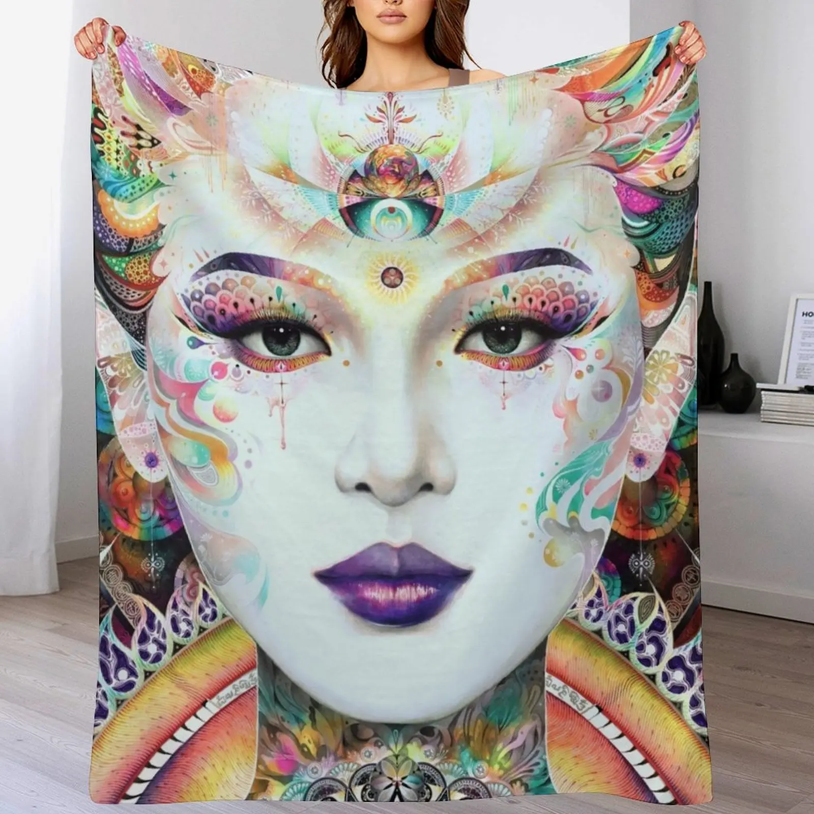 Guan Yin Throw Blanket Multi-Purpose For Decorative Sofa Blankets