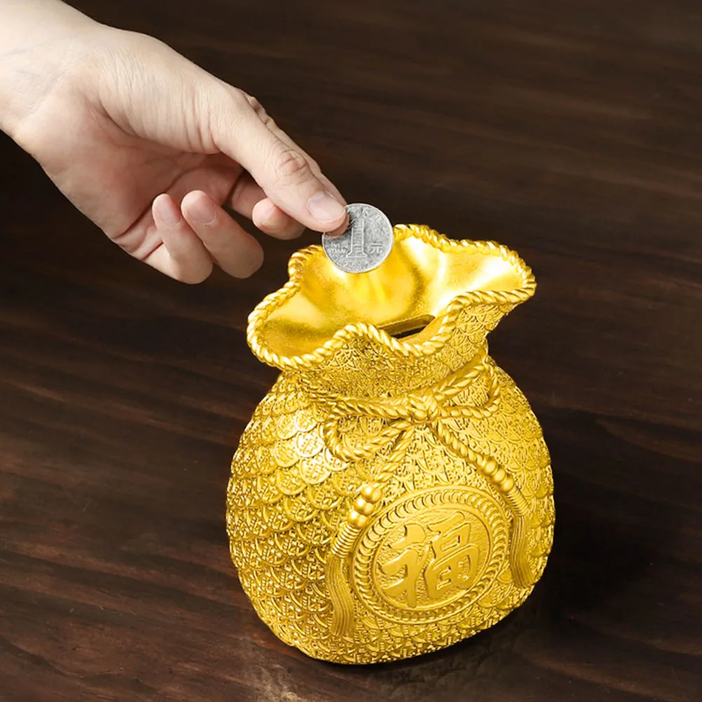 

Resin Money Bag Piggy Bank Statue Delicate Desktop Decor Creative New Year Coin Container Money Box New Year Decorations