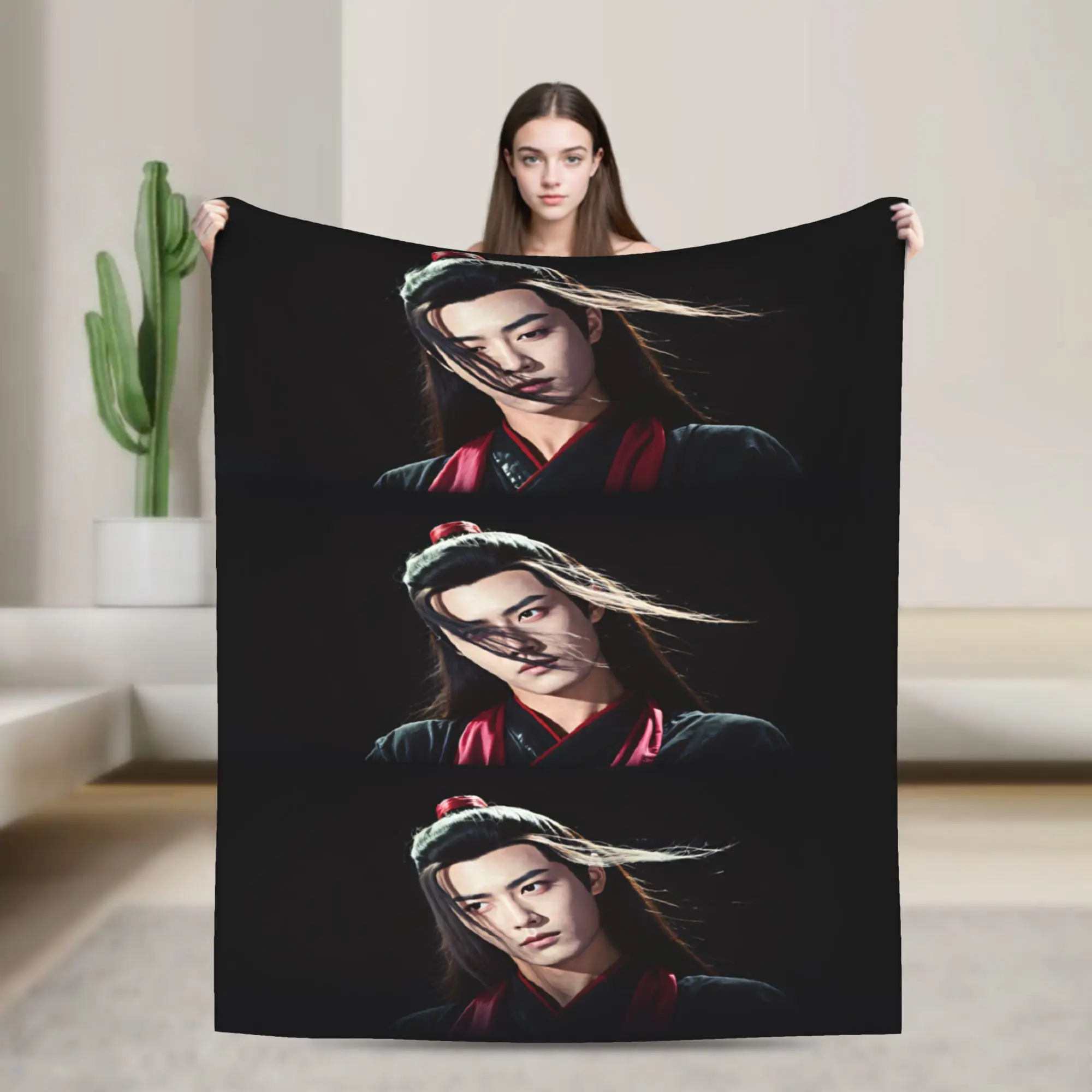 WangXian Bunny Mo Dao Zu Shi The Untamed Flannel Blanket Warm Soft Bedding Throws for Travel Office Bedspread Sofa Bed Cover