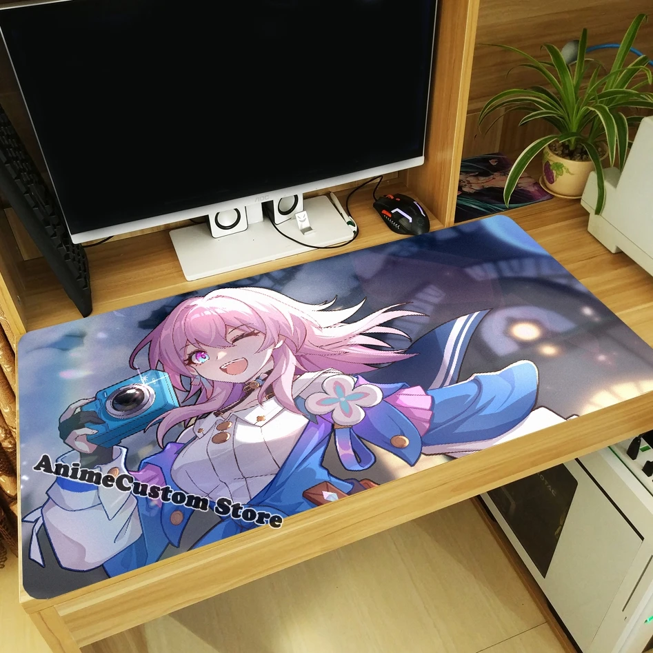 Game Anime Honkai: ster Rail Maart 7th Cosplay Meisje Grote Mouse Pad Muizen Mat Toetsenbord Mat Otaku Thicken Gaming Speelmat Xmas Gift