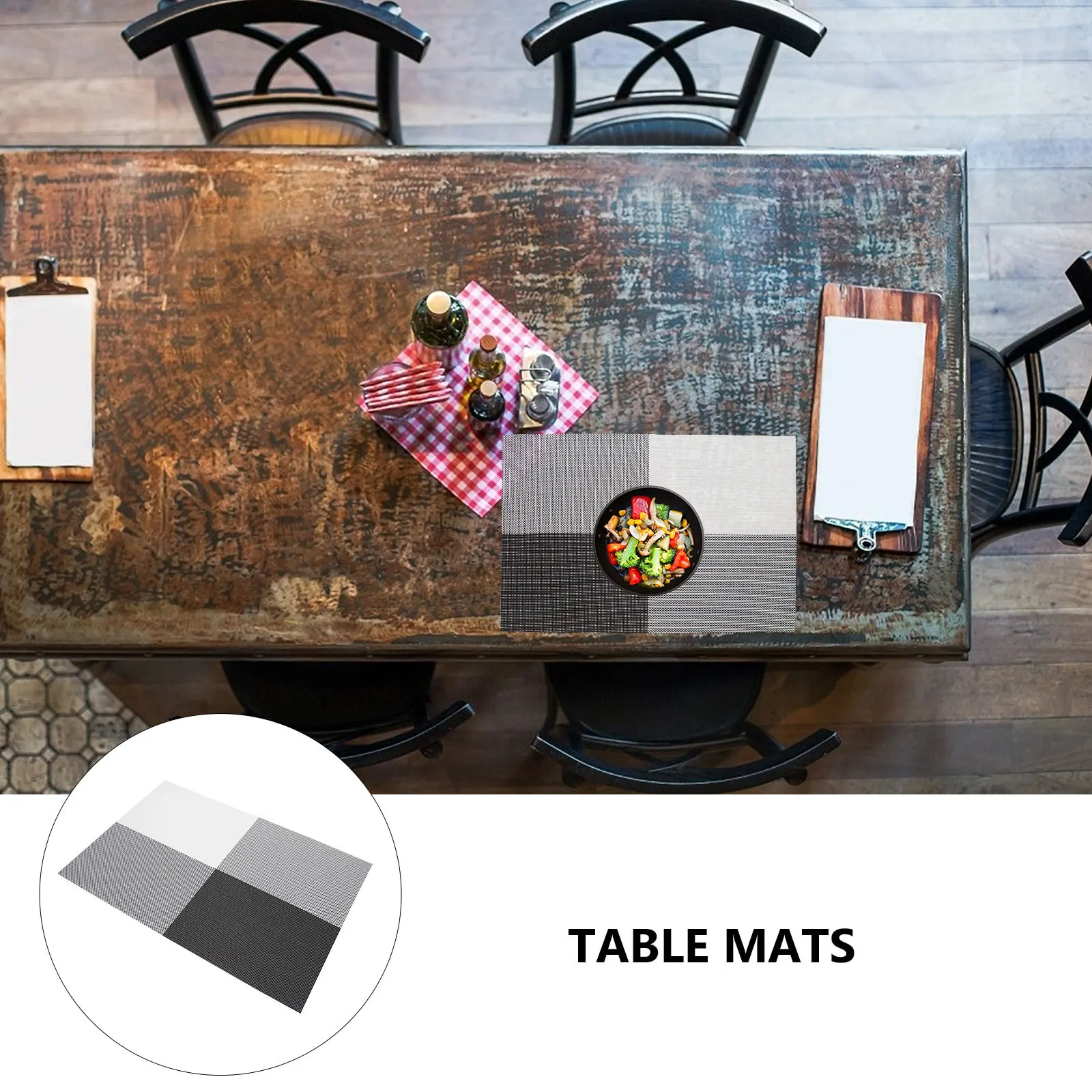 

PVC Dining Mats Place Mat Delicate Texture Unique Design Practical Black Decorative Table Mat Outdoor