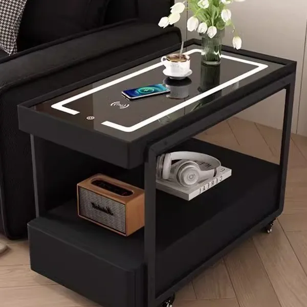 Armário lateral de sofá multifuncional com carregamento sem fio Sala de estar