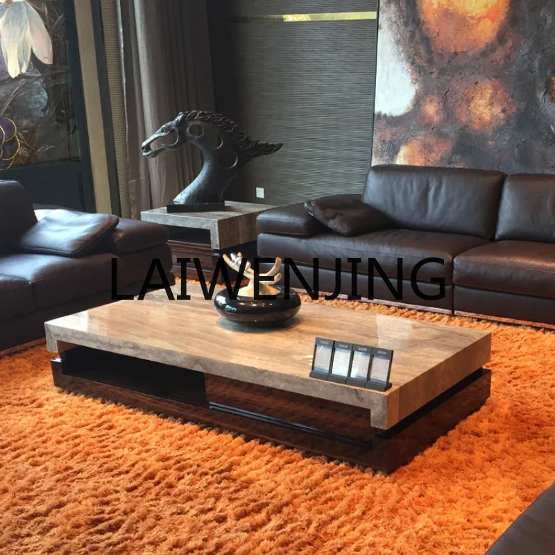 

Marble coffee table TV cabinet simple modern small apartment stone tea table high-end black walnut